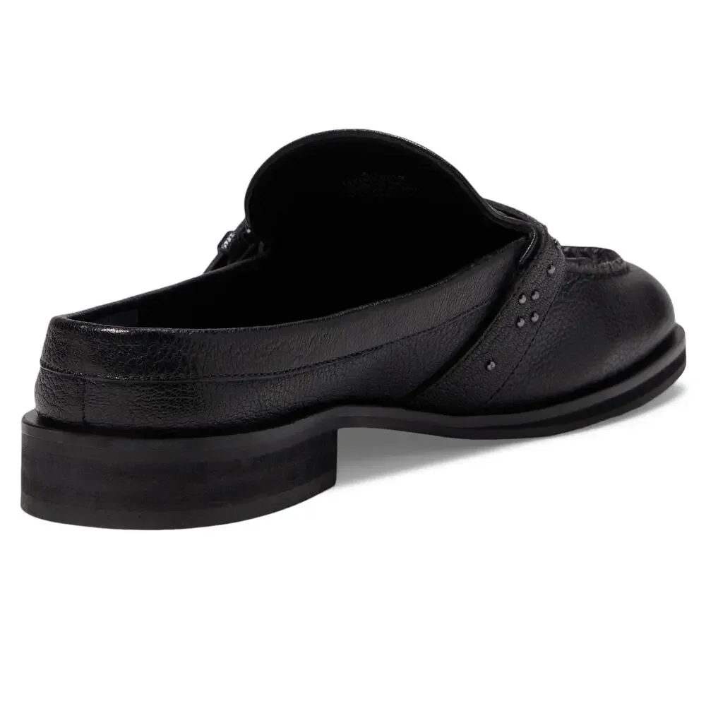 FREE PEOPLE MAZIE MOC TOE MULE BLACK LEATHER EU 38 (US WOMEN'S 8) M